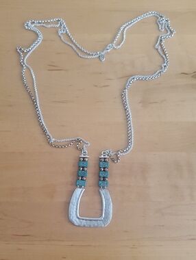 Silpada 925  Sterling Silver, Turquoise and Brass Horseshoe Necklace , 47.6 grms
